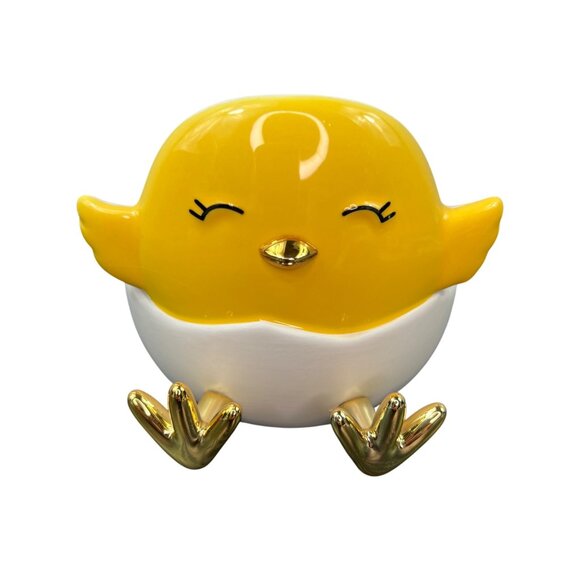 NEW Bath & Body Works Easter Chick Single Wick Candle Holder Yellow Gold White - Picture 1 of 9